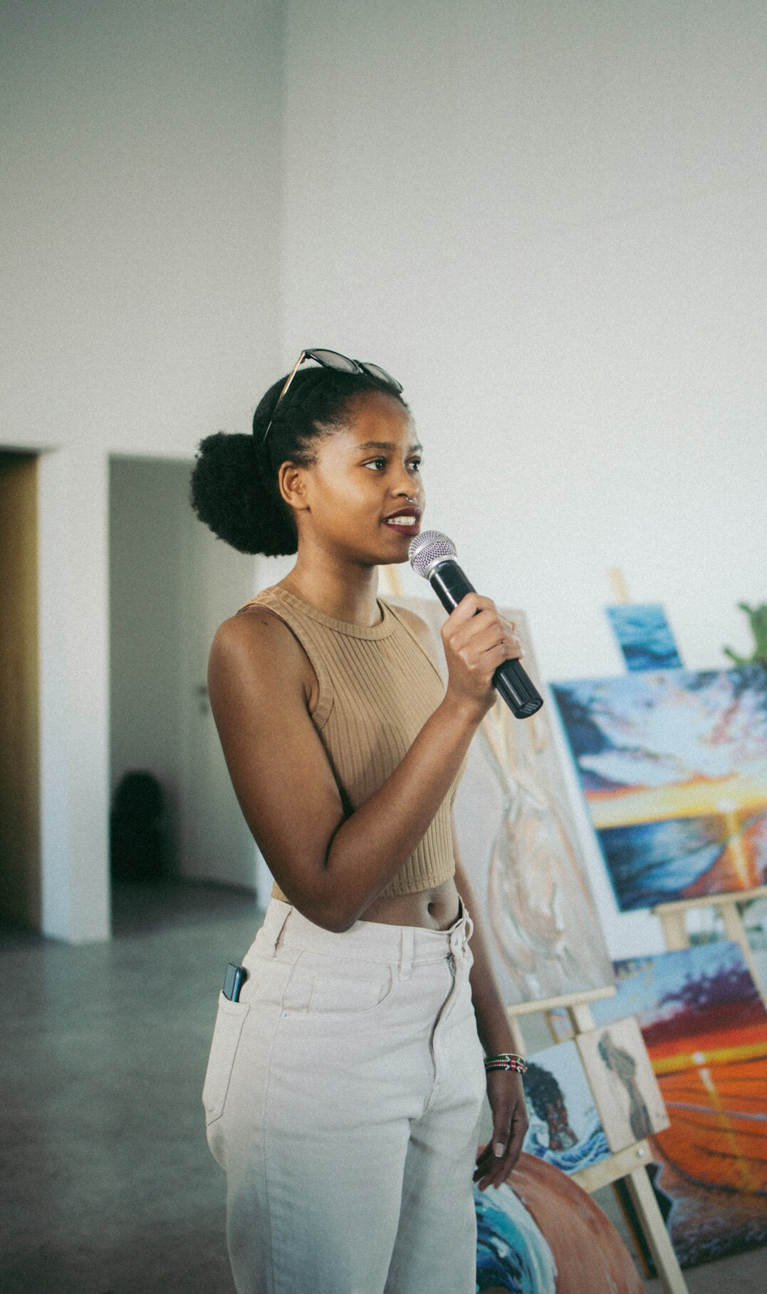 woman practicing public speaking